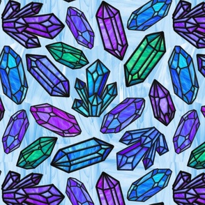Stained glass crystals pale background