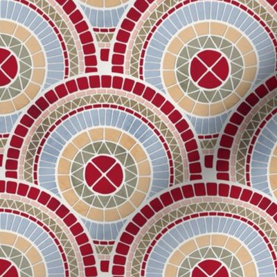 small scale mosaic scallop - ignite color palette - abstract mosaic tiles wallpaper