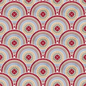 small scale mosaic scallop - ignite color palette - abstract mosaic tiles wallpaper
