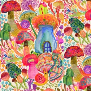 Jumbo - Mushroom wold! _ Multicolor whimsical