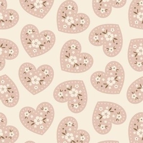 Vintage floral hearts, blush pink