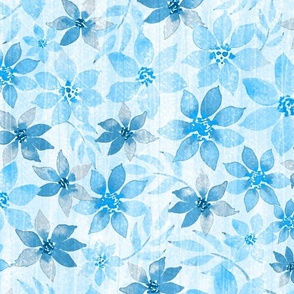 tossed flowers blue - light - textured