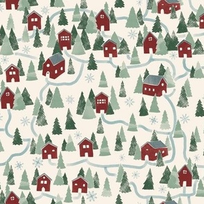 Season's Greeting Christmas Village - 12 inch repeat