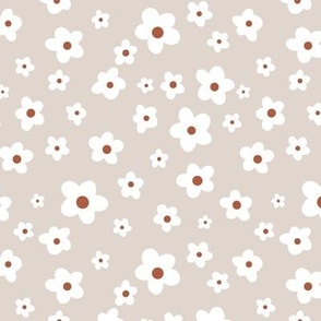 Daisy Ditsy Florals Retro on Greige