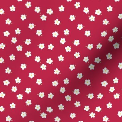 Simple floral - white on viva magenta pink - pantone color of the year 2023 - small