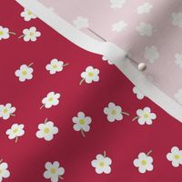 Simple floral - white on viva magenta pink - pantone color of the year 2023 - small