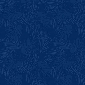 palm leaves tone-on-tone -  marine blue