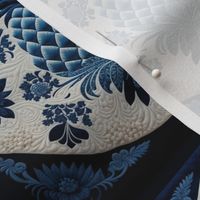 Pineapple Quilt Square in Blue Toile colors by kedoki