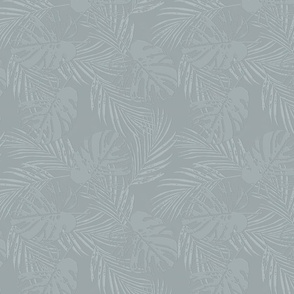 Palm leaves tone-on-tone - blue grey