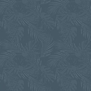 palm leaves tone-on-tone - melt water blue