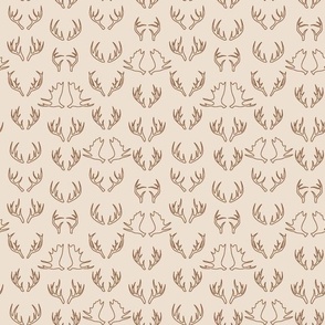 Antler Woodland Small Pattern x Beige and Brown Line Art