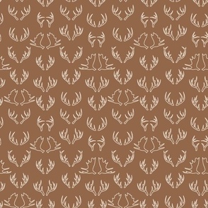 Antler Woodland Small Pattern x Brown and Beige Line Art