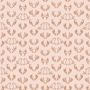 Antler Woodland Small Pattern x Light Pink and Orange Line Art