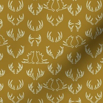 Antler Woodland Small Pattern x Mustard and Sky Blue Line Art