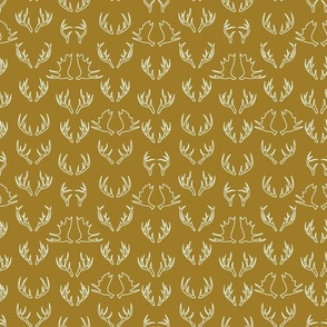 Antler Woodland Small Pattern x Mustard and Sky Blue Line Art