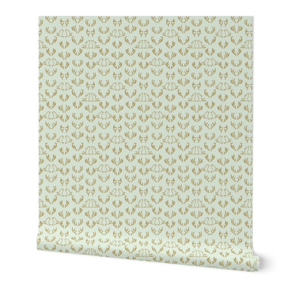 Antler Woodland Small Pattern x Sky Blue and Mustard Line Art