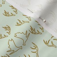 Antler Woodland Small Pattern x Sky Blue and Mustard Line Art