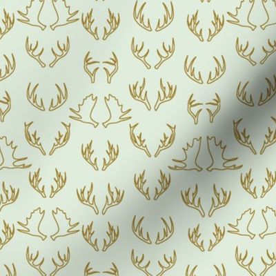 Antler Woodland Small Pattern x Sky Blue and Mustard Line Art