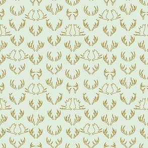 Antler Woodland Small Pattern x Sky Blue and Mustard Line Art