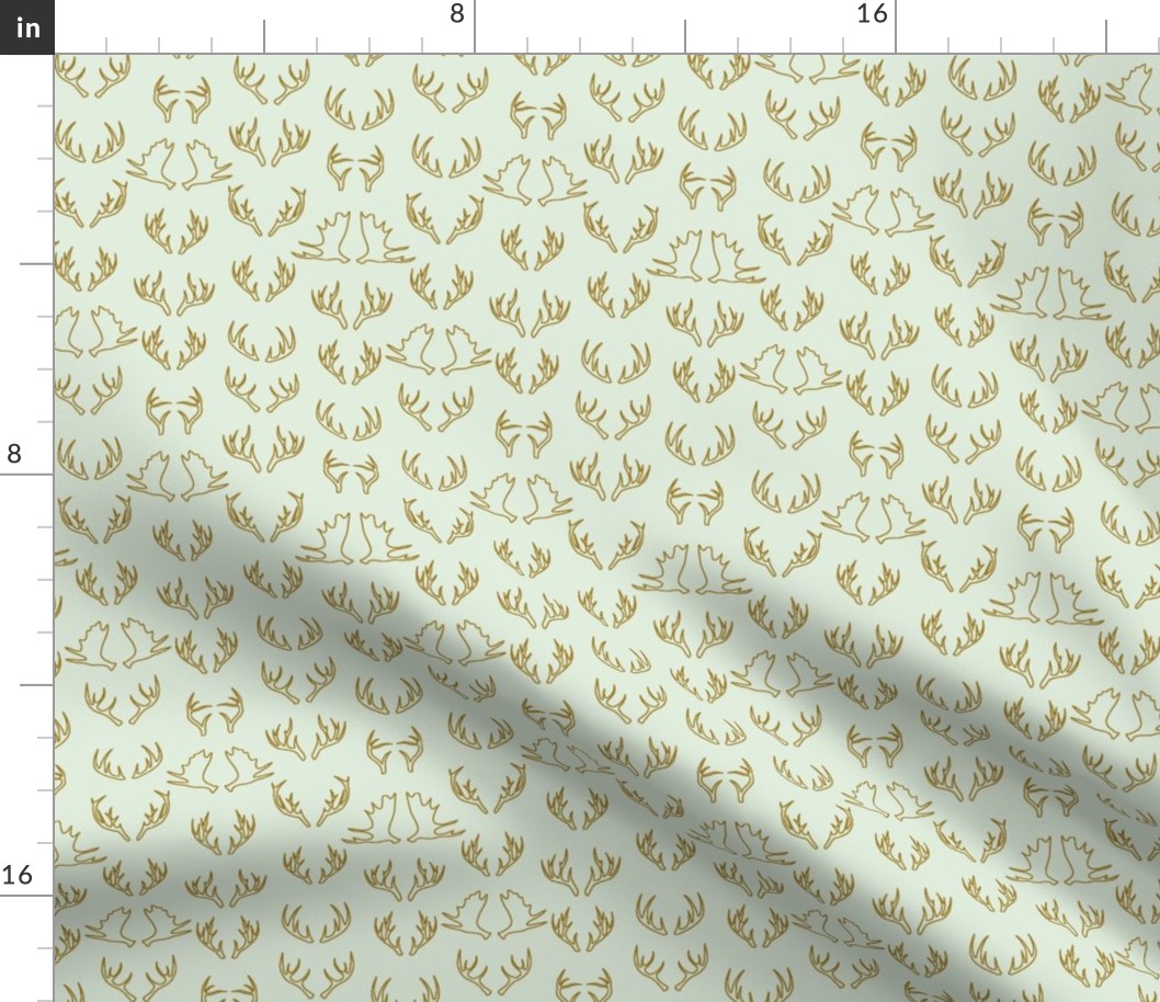 Antler Woodland Small Pattern x Sky Blue and Mustard Line Art