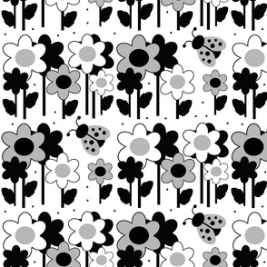 Black White Ladybug Garden 