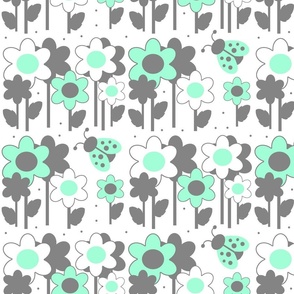 Green Ladybug Floral 