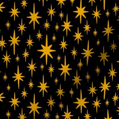 Sparkling Retro Christmas Stars - Black + Gold