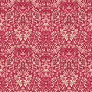 Woodland Damask - Hope is a Thing With Feathers - Viva Magenta