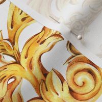 Vintage gold curl and swirl on white
