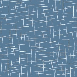 Cat Scratch on Blue with white, grays, blues. Medium/regular scale