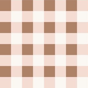off white, light pink and brown gingham