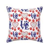  Dog Love Hearts USA Flag Colors 