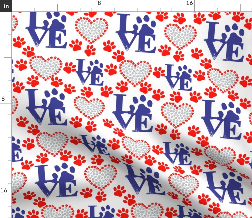  Dog Love Hearts USA Flag Colors 