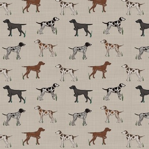 German shorthaired pointers | dogs linen texture fabric |cream  Stone | fabric and wallpaper 