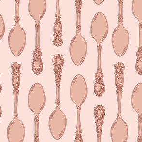 Medium Two Direction Vintage Teaspoons with Pale Pink Background