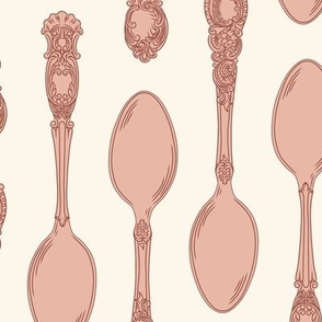 Large Two Direction Vintage Teaspoons with Seashell White Background