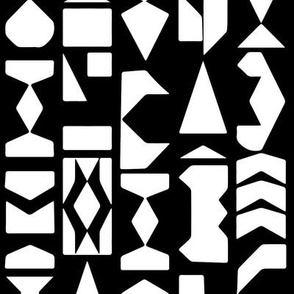 Black and white Abstract Shapes, 24 inch
