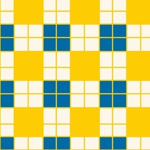 Medium Swedish Midsummer Plaid Checkers in Yellow Blue and Cream