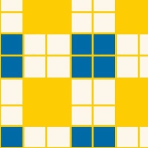 Large Swedish Midsummer Plaid Checkers in Yellow Blue and Cream