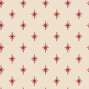 Christmas Star Red on Beige