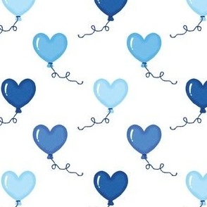 Blue Heart Balloons on White - Valentine's Day