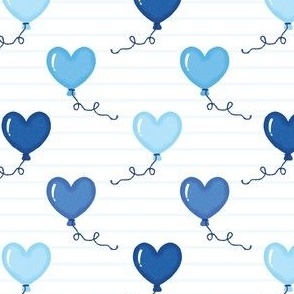 Blue Heart Balloons & Blue Lines - Valentine's Day