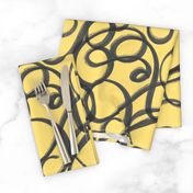 Scribble Graffiti Doodle in Mustard Yellow and Dark Grey (Medium Scale)