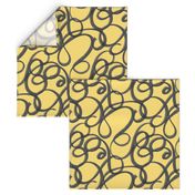 Scribble Graffiti Doodle in Mustard Yellow and Dark Grey (Medium Scale)