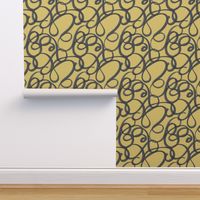 Scribble Graffiti Doodle in Mustard Yellow and Dark Grey (Medium Scale)