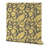 Scribble Graffiti Doodle in Mustard Yellow and Dark Grey (Medium Scale)