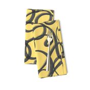 Scribble Graffiti Doodle in Mustard Yellow and Dark Grey (Medium Scale)