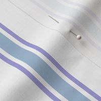 Sky Blue and Lilac Ticking Stripe on White