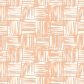 Hand Drawn Doodle Basket Weave, Peach Fuzz and White (Medium Scale)