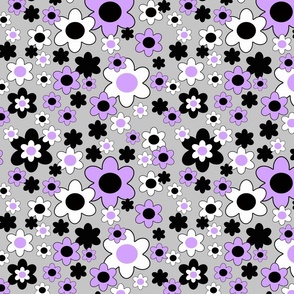 Purple Floral on Gray 